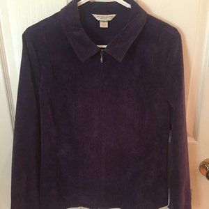 Dark Purple Corduroy Zipper Jacket